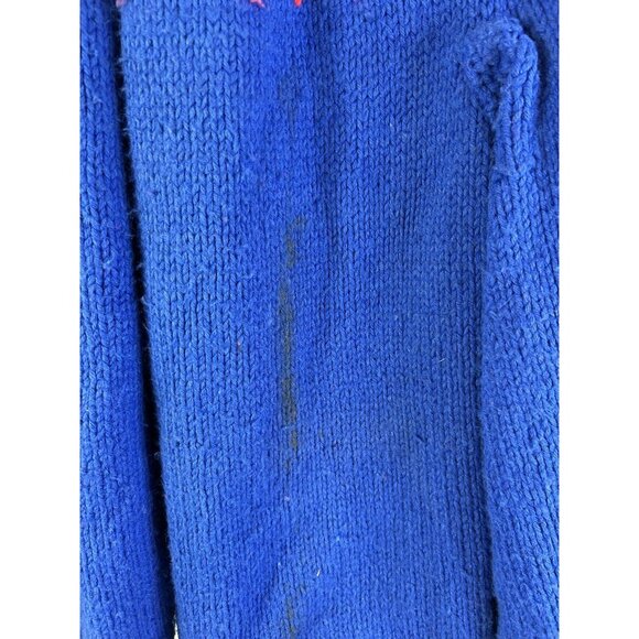 Vintage 70s Hand Knit Fair Isle Nordic Cardigan Sweater Cape Coat Rockabilly - Picture 3 of 8